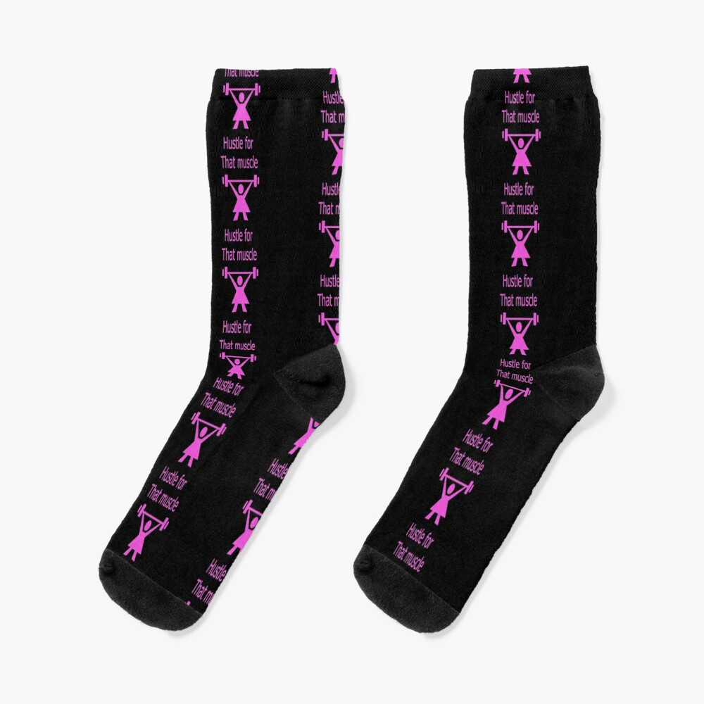 Hustle for that muscle in black and pink Socks