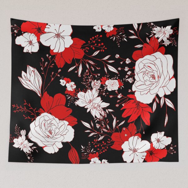 Item preview, Red Botanical Dark Pattern designed and sold by noveltiko.