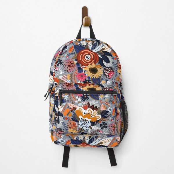Item preview, Popping Floral - Orange & Navy designed and sold by TigaTiga.