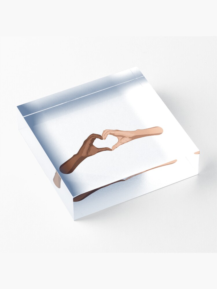 Alternate view of Heart hands together - black lives matter Acrylic Block