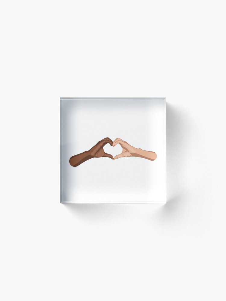 Alternate view of Heart hands together - black lives matter Acrylic Block