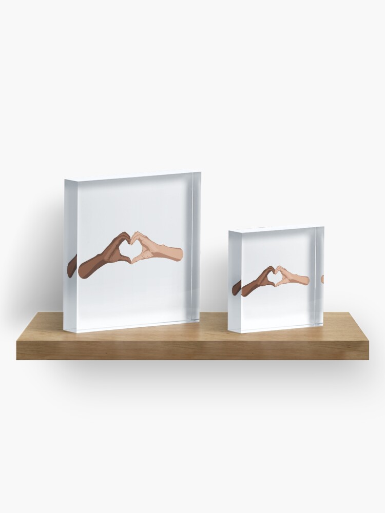 Alternate view of Heart hands together - black lives matter Acrylic Block