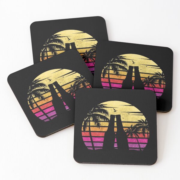 Item preview, Romantic Retro Sunset Beer Bottles and Palm Trees designed and sold by Byfab.