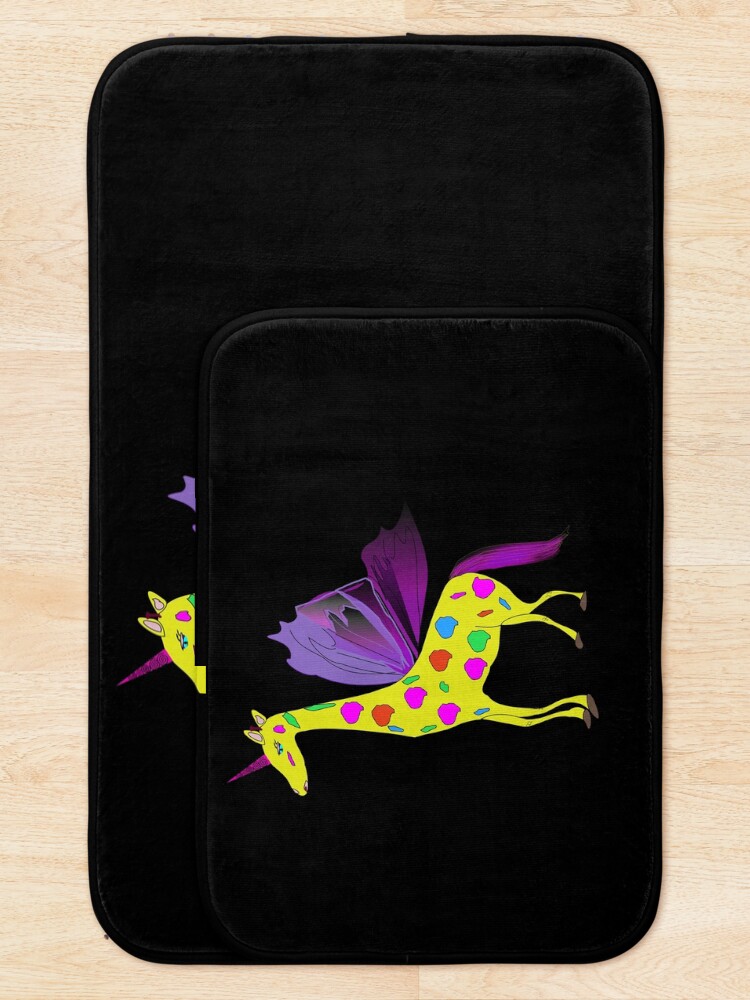 Alternate view of Giraffe Unicorn the mythical creature Bath Mat