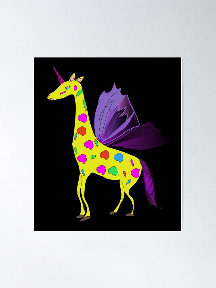 Alternate view of Giraffe Unicorn the mythical creature Poster