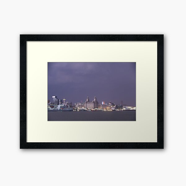 Lightning Illuminates Liverpool Framed Art Print