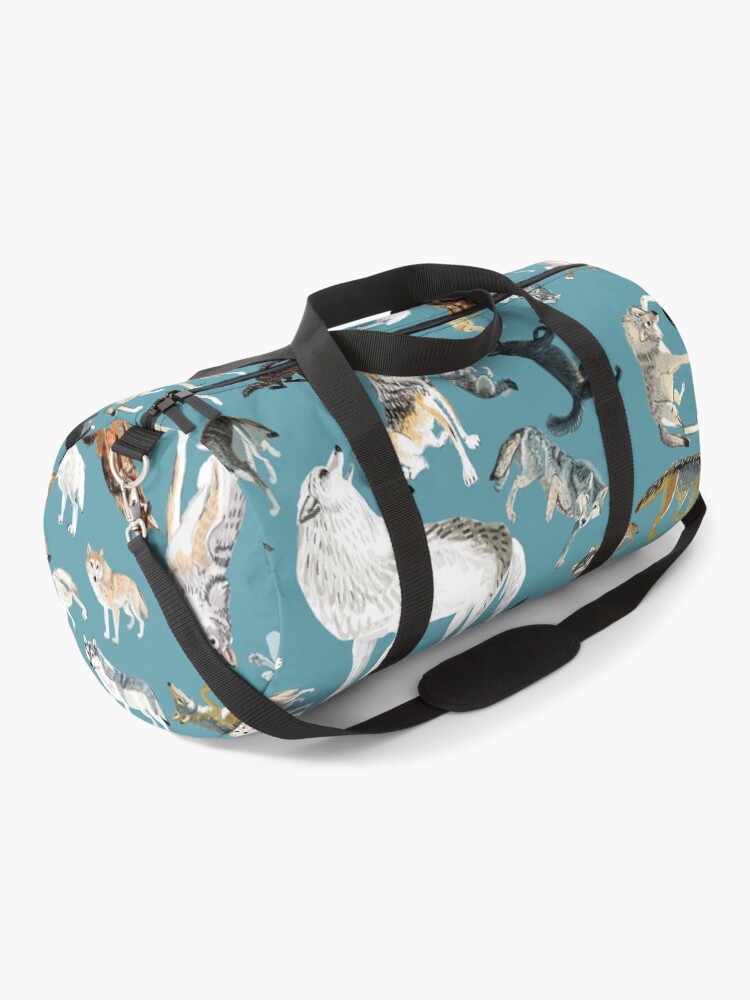 Thumbnail 1 of 3, Duffle Bag, Wolves of the World pattern 2 designed and sold by belettelepink.
