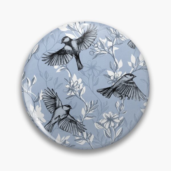 Item preview, Flowers and Flight in Monochrome Blue Purple designed and sold by micklyn.