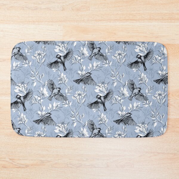 Item preview, Flowers and Flight in Monochrome Blue Purple designed and sold by micklyn.