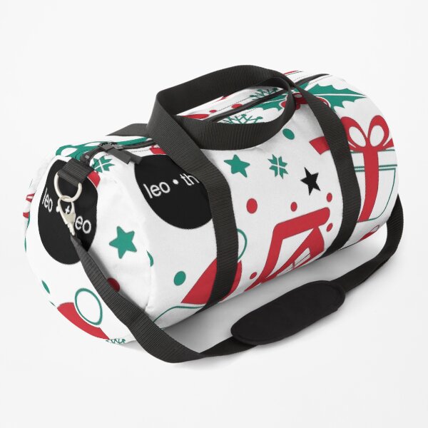 Leo Theo Merry Christmas Tree And Santa Claus Holiday Ornaments On Shirts And Bags Duffle Bag