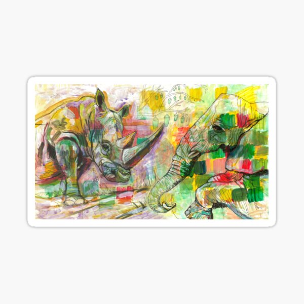 Rhinoceros Love and Friendly Observer Together! Sticker
