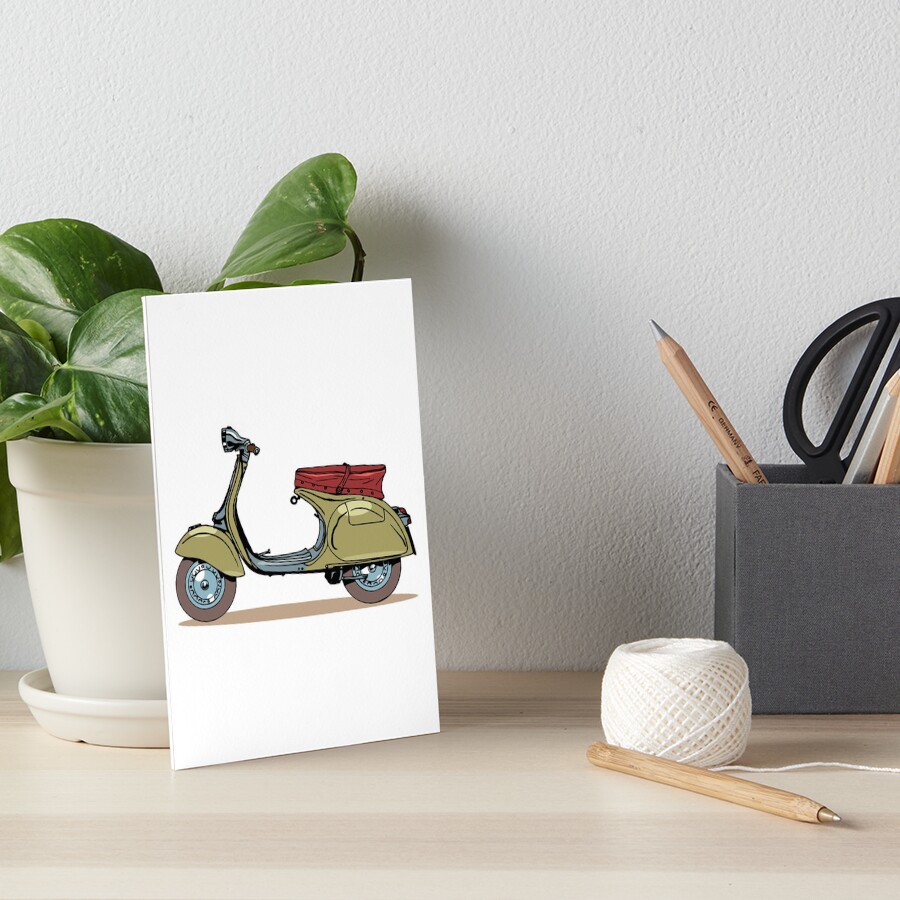 Vespa Scooter Drawing Art Board Print For Sale By Fabien P Redbubble