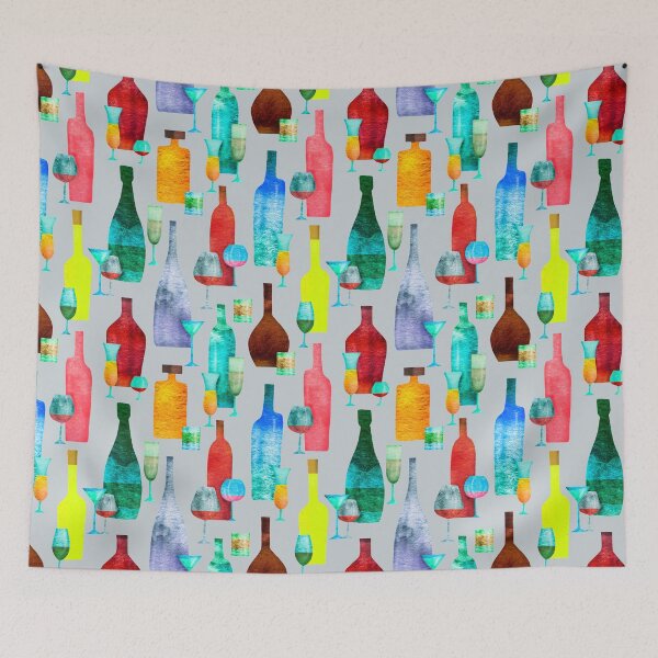 Item preview, pattern with bottles and glasses designed and sold by YlanaOm.