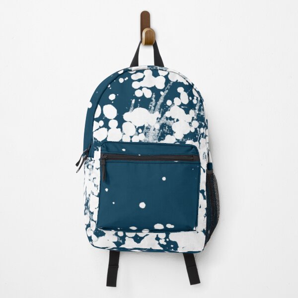 teal and white backpack