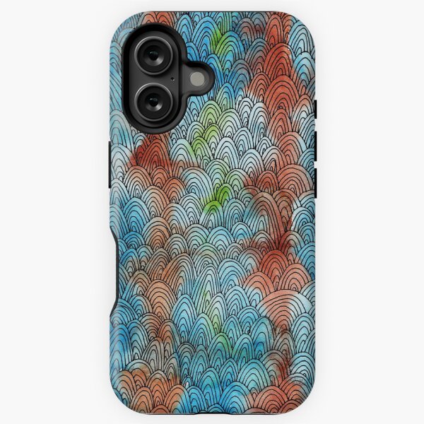 Blue watercolor doodle iPhone Tough Case