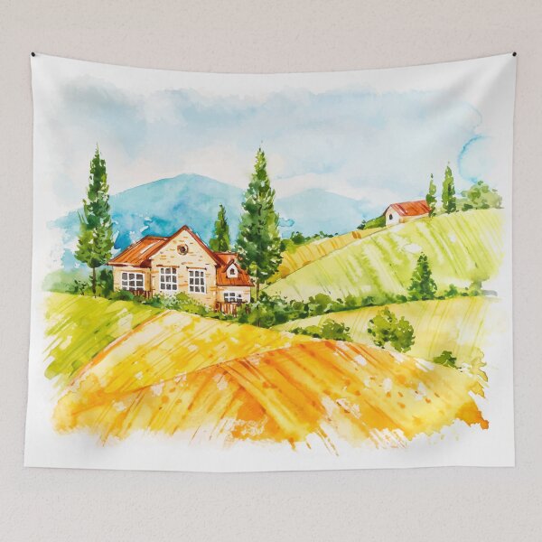 Item preview, Watercolor Farm Landscape 2 designed and sold by parazitgoodz.