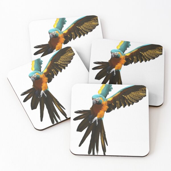 Item preview, Bright Blue and Yellow Macaw in Flight designed and sold by MoCraftsCo.