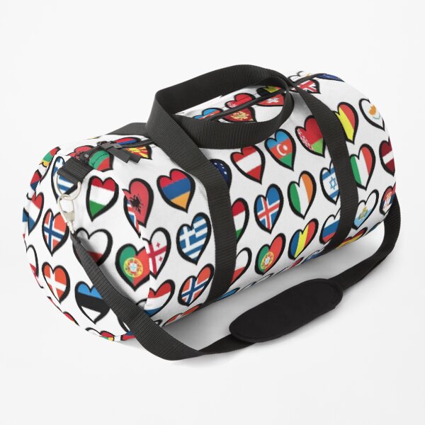 EBU Logo Eurovision Hearts European Flags On Shirts Bags And Gadgets Duffle Bag