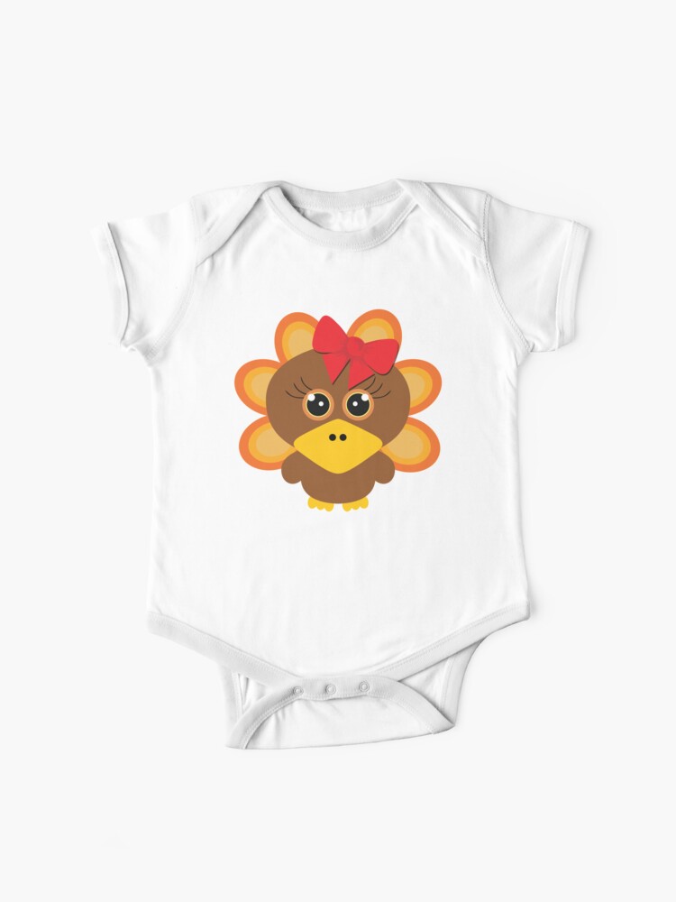 Happy Thanksgiving Cute Baby Girl Turkey Baby One Piece By Eviewoj Redbubble