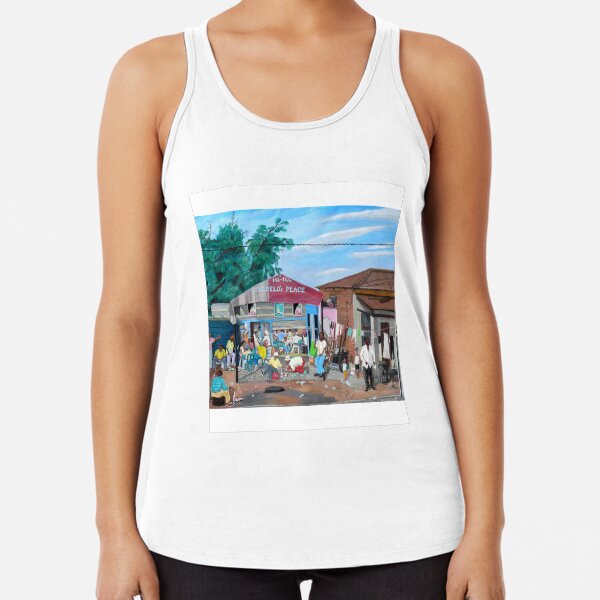 Tommy Machaba - Over at the Shebeen Racerback Tank Top