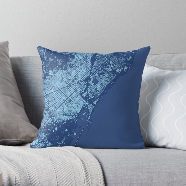 Cities: Barcelona, midnight blue Throw Pillow