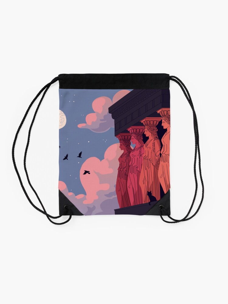 Alternate view of Caryatids at Dusk Drawstring Bag