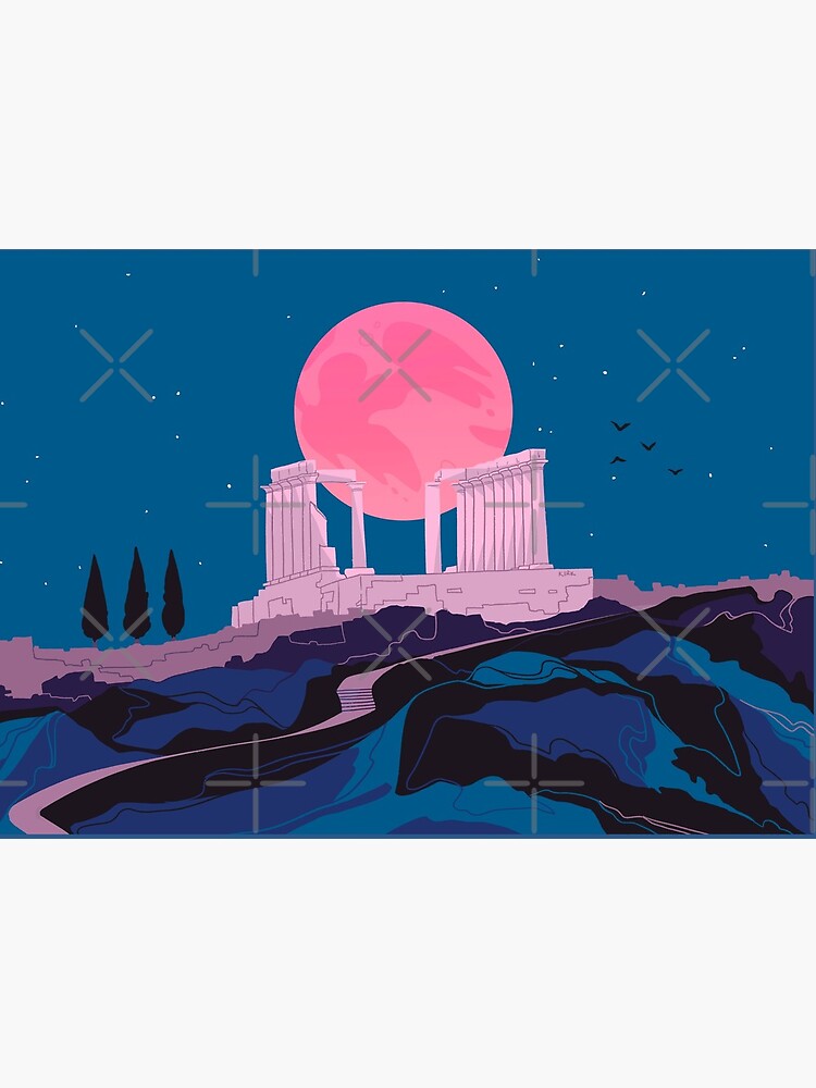 Thumbnail 2 of 2, Art Board Print, Temple of Poseidon at Sounion designed and sold by flaroh.