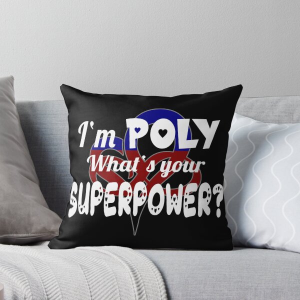 Aperçu de l'œuvre JE SUIS POLY QUEL EST VOTRE SUPERPOUVOIR - Polyamory Poly Pride créée et vendue par Carl's Clothing.
