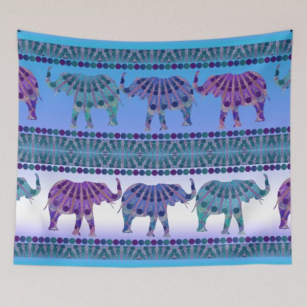 Item preview, Purple Bohemian Mandela Elephants designed and sold by WatersEdgeGal.