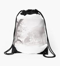 Totoro sumi-e Drawstring Bag