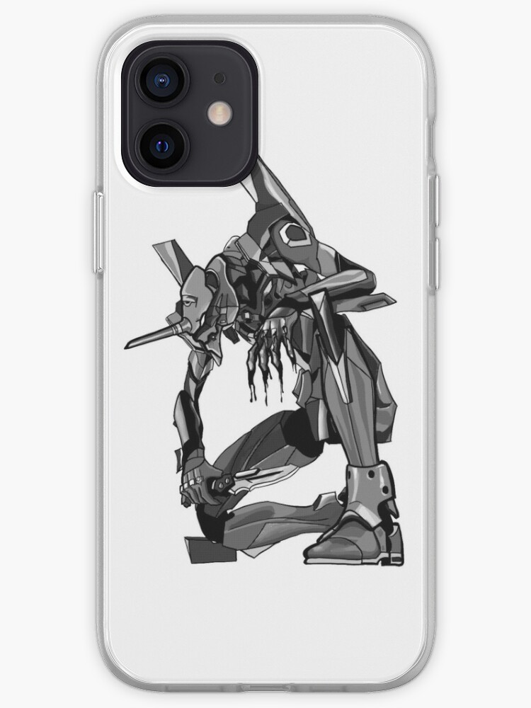 Neon Genesis Evangelion Eva Unit 01 Black And White Halftone Iphone Case By Jmsbnks Redbubble