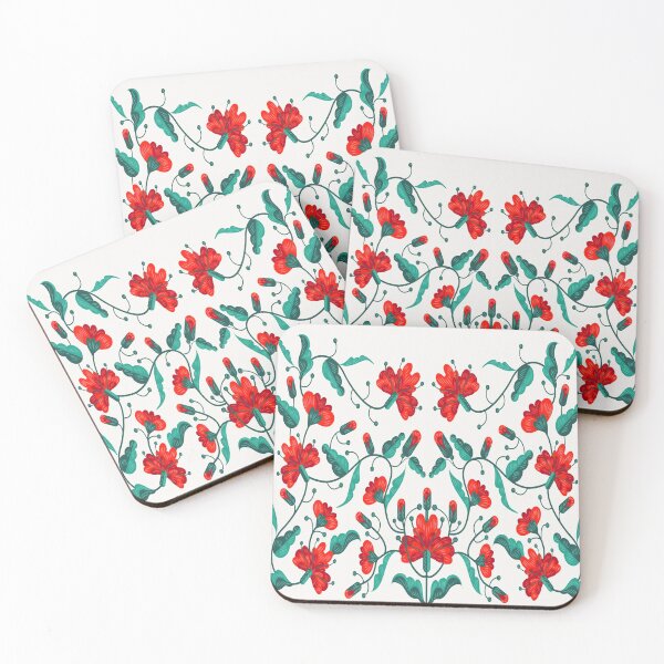 Item preview, Red Hand Drawn Embroidery Flower Pattern designed and sold by noirty.