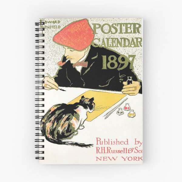 Item preview, Edward Penfield 1897 calendar with artist and cat designed and sold by aapshop.