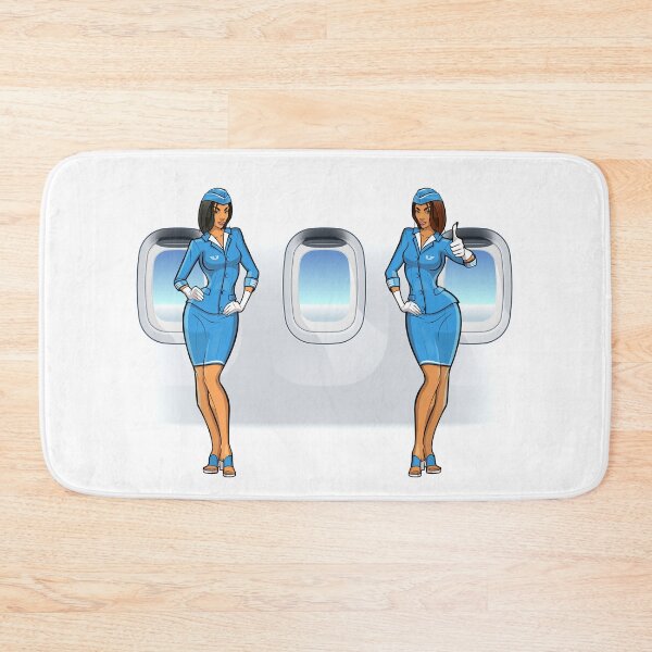 Item preview, Two Painted sexy girl at the porthole aboard. Two Beautiful cartoon woman stewardess designed and sold by Volonoff.