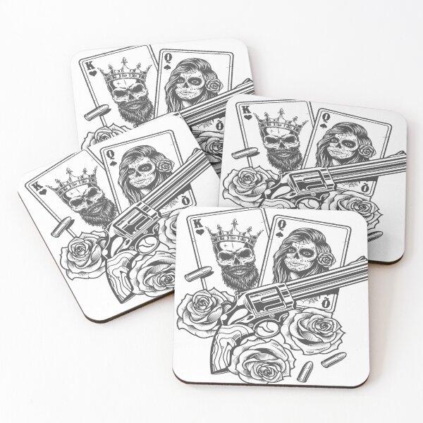 Item preview, Rose With Gun And Cards King Queen White designed and sold by noirty.