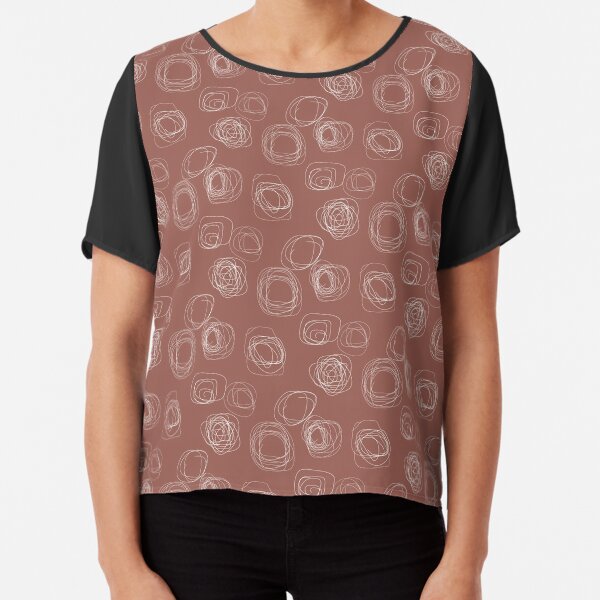 Swirl Lines 6 | Terracotta and White Pattern Chiffon Top