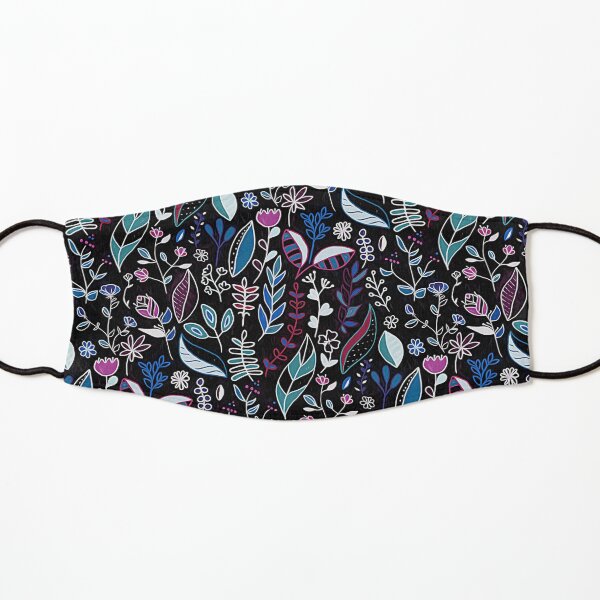 Vibrant Midnight Nature Doodle Kids Mask