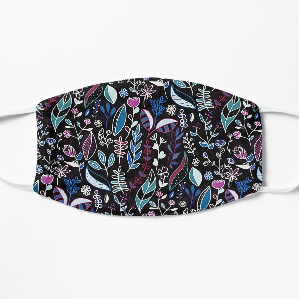 Vibrant Midnight Nature Doodle Flat Mask