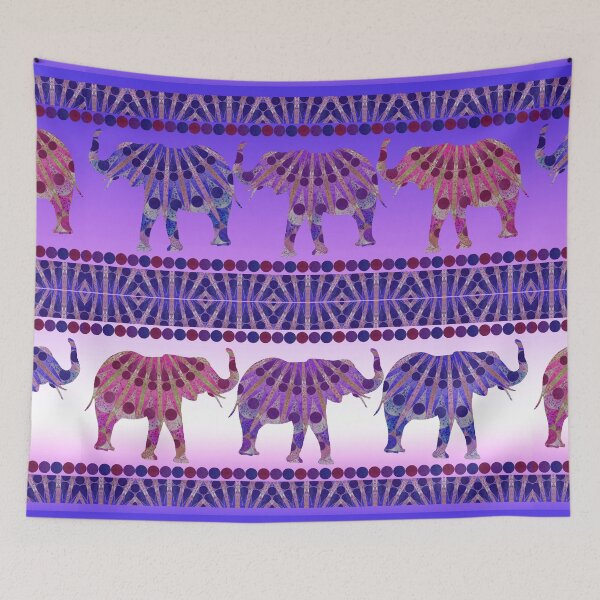 Item preview, Really Purple Bohemian Mandela Elephants designed and sold by WatersEdgeGal.