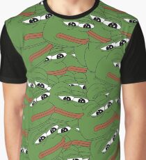 PEPE ALLOVER PATTERN SAD FROG MEME Grafik T-Shirt