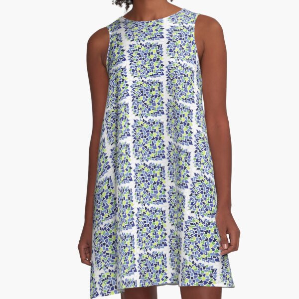 Blue Flower A-Line Dress