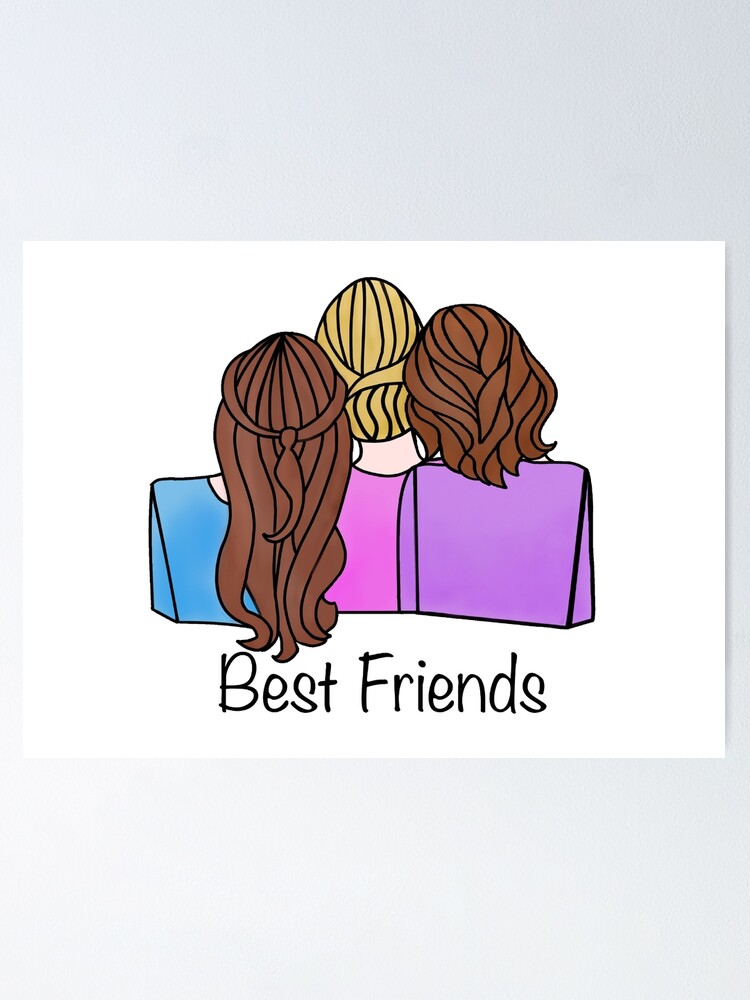 Buy 3 Best Friends Drawing Three Besties Print Friendship Poster 3 Online  in India  Etsy