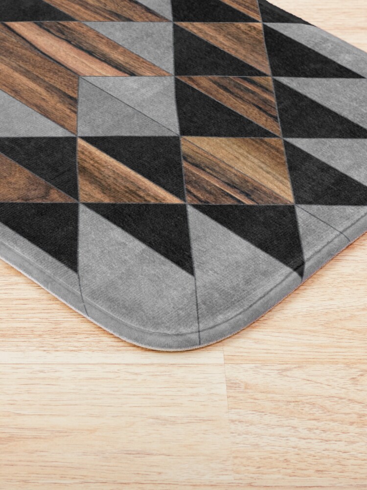 Alternate view of Urban Tribal Pattern No.10 - Aztec - Concrete and Wood Bath Mat
