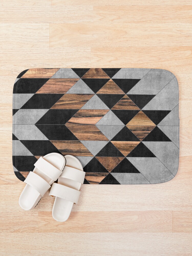 Alternate view of Urban Tribal Pattern No.10 - Aztec - Concrete and Wood Bath Mat