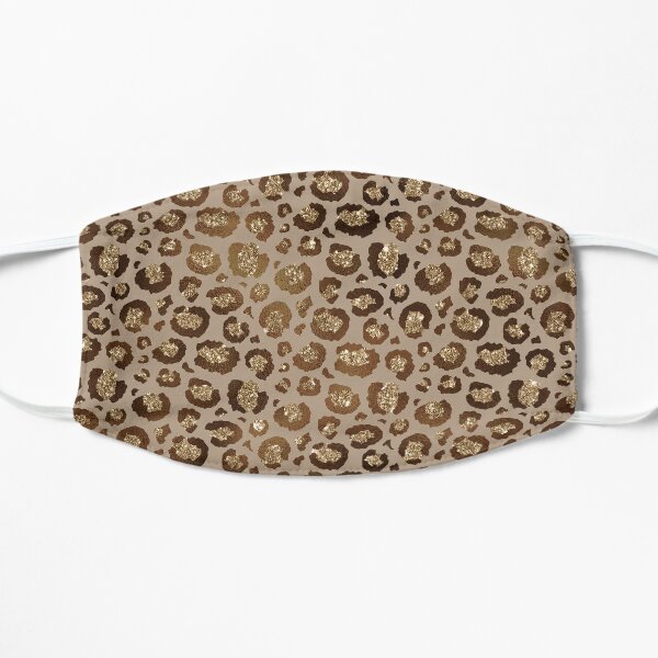 Brown & Gold Glitter Leopard Flat Mask