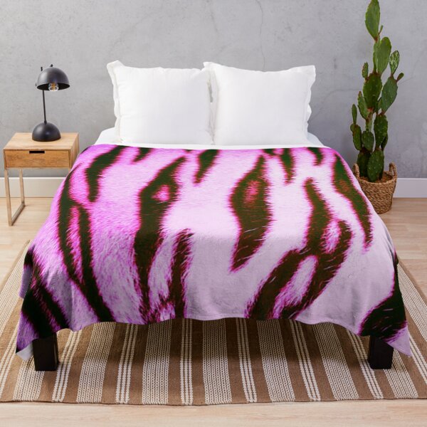 Item preview, Tiger print fur effect pink stripes faux animal prints designed and sold by Julieford.