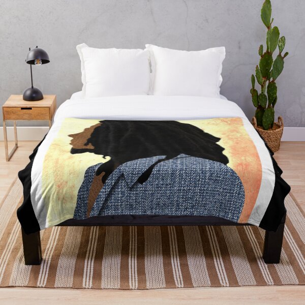 Silhouette of Bob Marley with Textures Throw Blanket