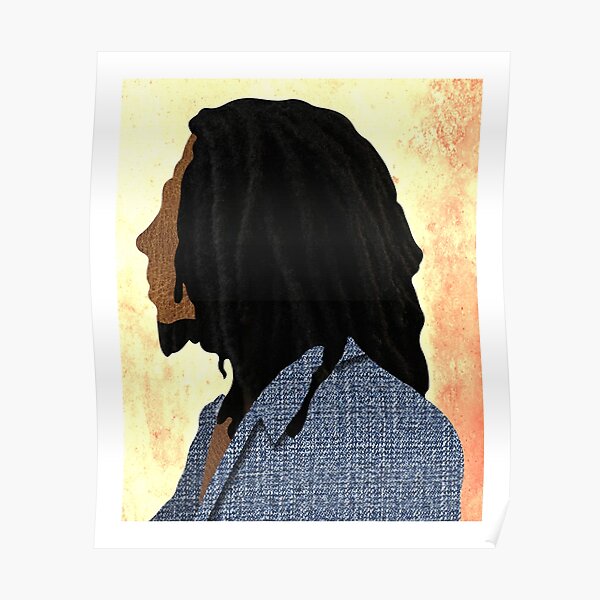 Silhouette de Bob Marley avec textures Poster