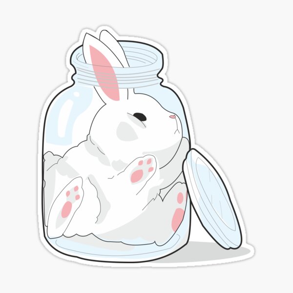 Cute Bunny Rabbit in Jar Sticker for Sale by DanielTMann