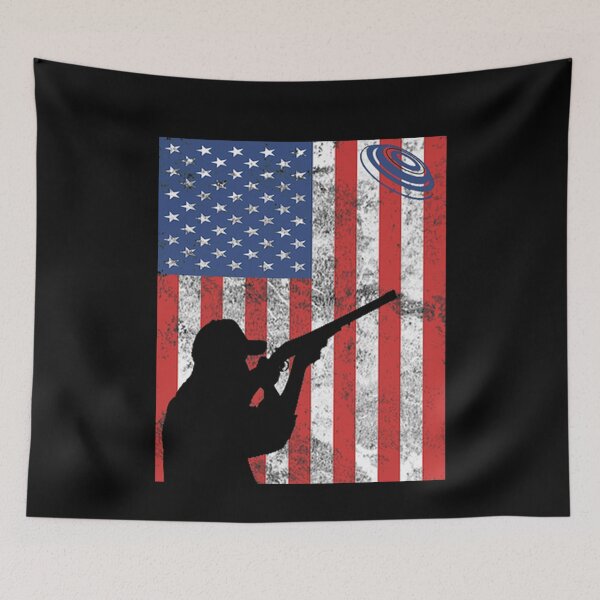 Item preview, Skeet Clay Shooting Pigeon Trap Bird Hunters PULL! U.S. Flag designed and sold by TopTeeShop.